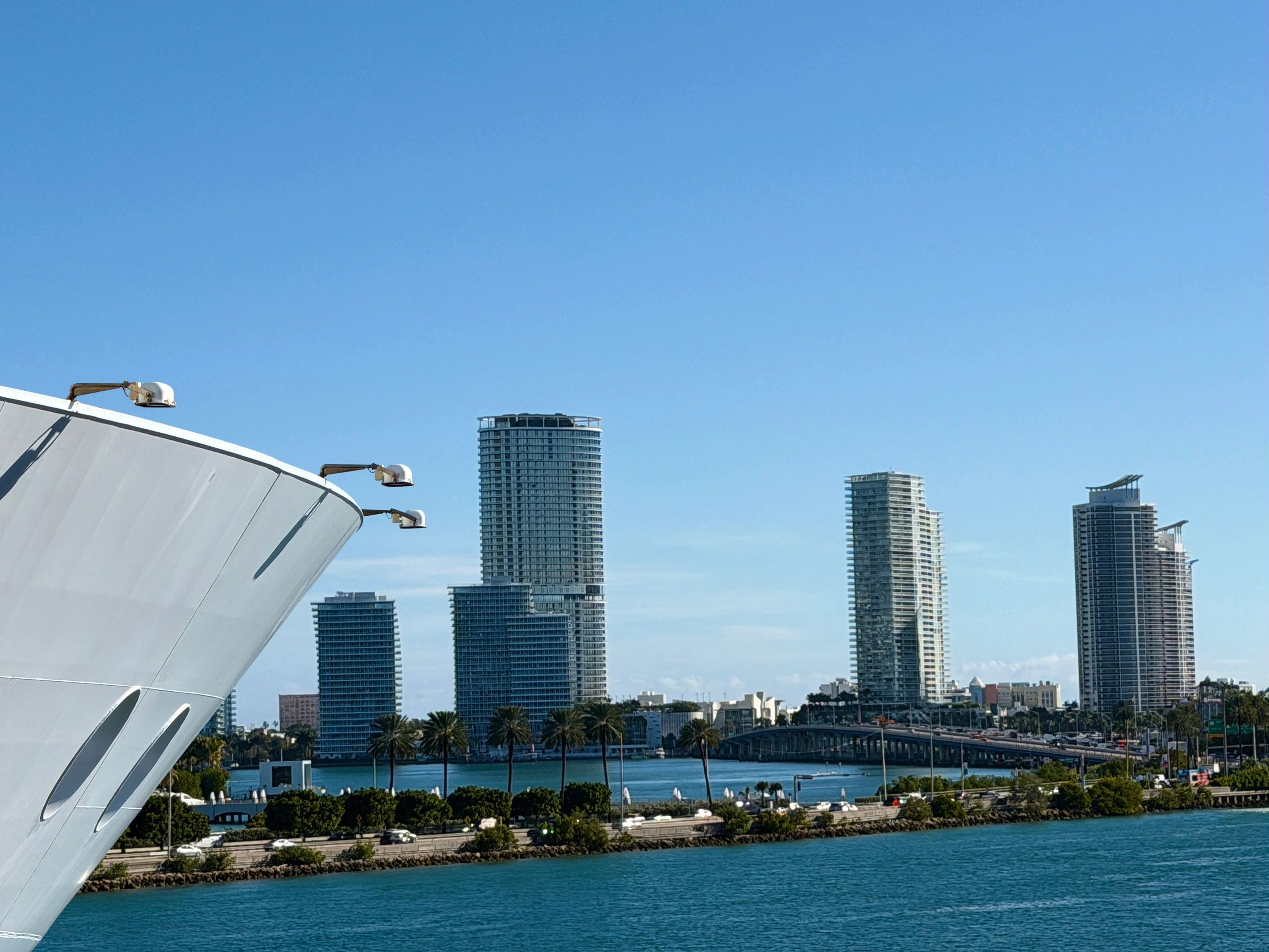 Cruise ship heading out for a tropical vacation